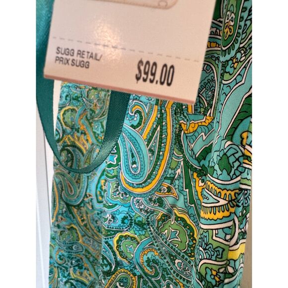 Jones New York Paisley Green Blue Midi Stretch Dress NWT Size 12 Large - Picture 3 of 5